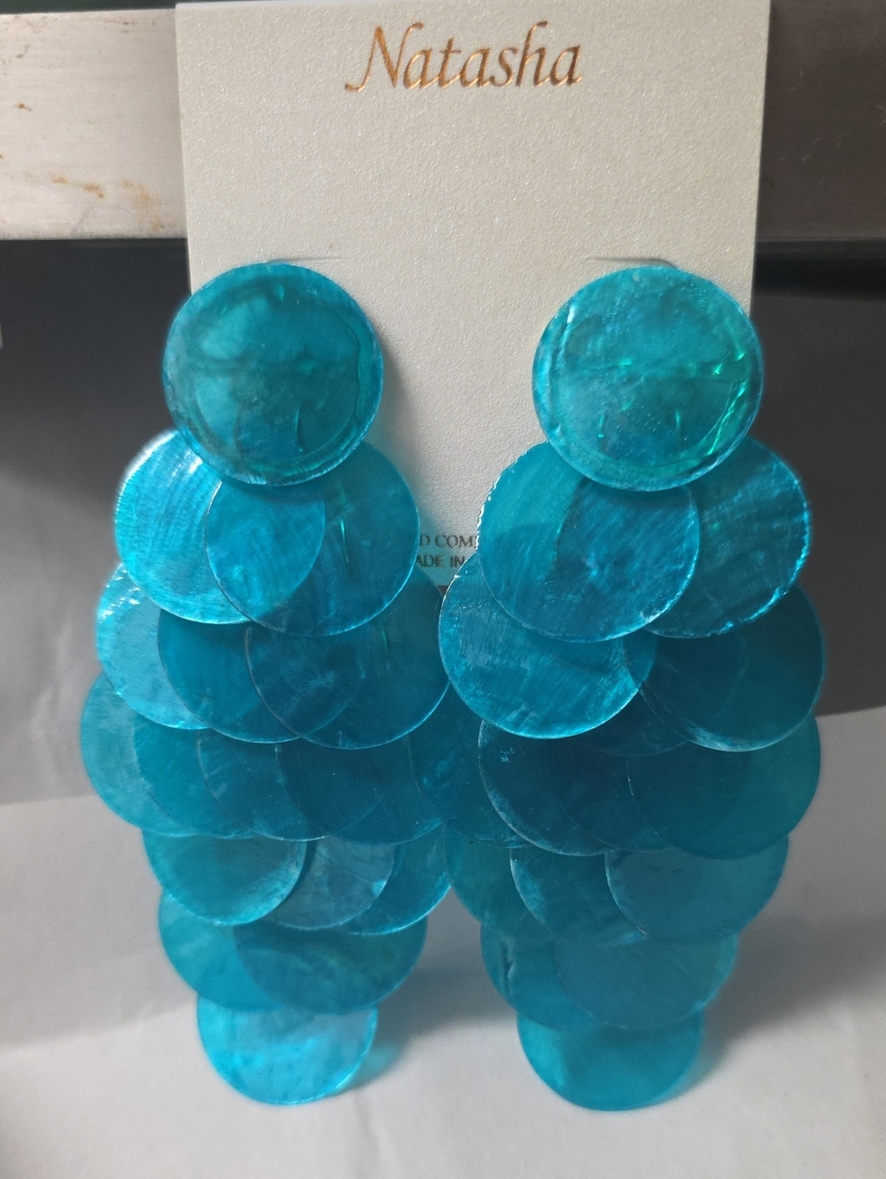 Natasha Couture Vibrant Teal Cascade Disc Earrings
